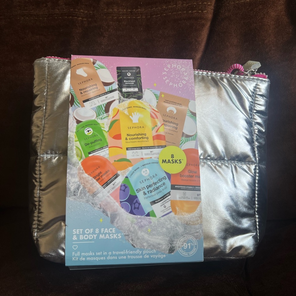 Sephora Skincare Masks with Silver Travel Pouch